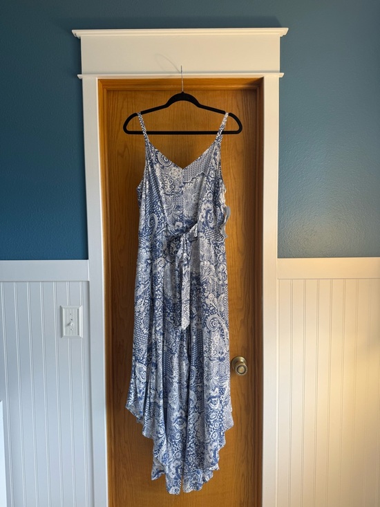 MSK Pants - MSK Blue & White Paisley High-Low Romper